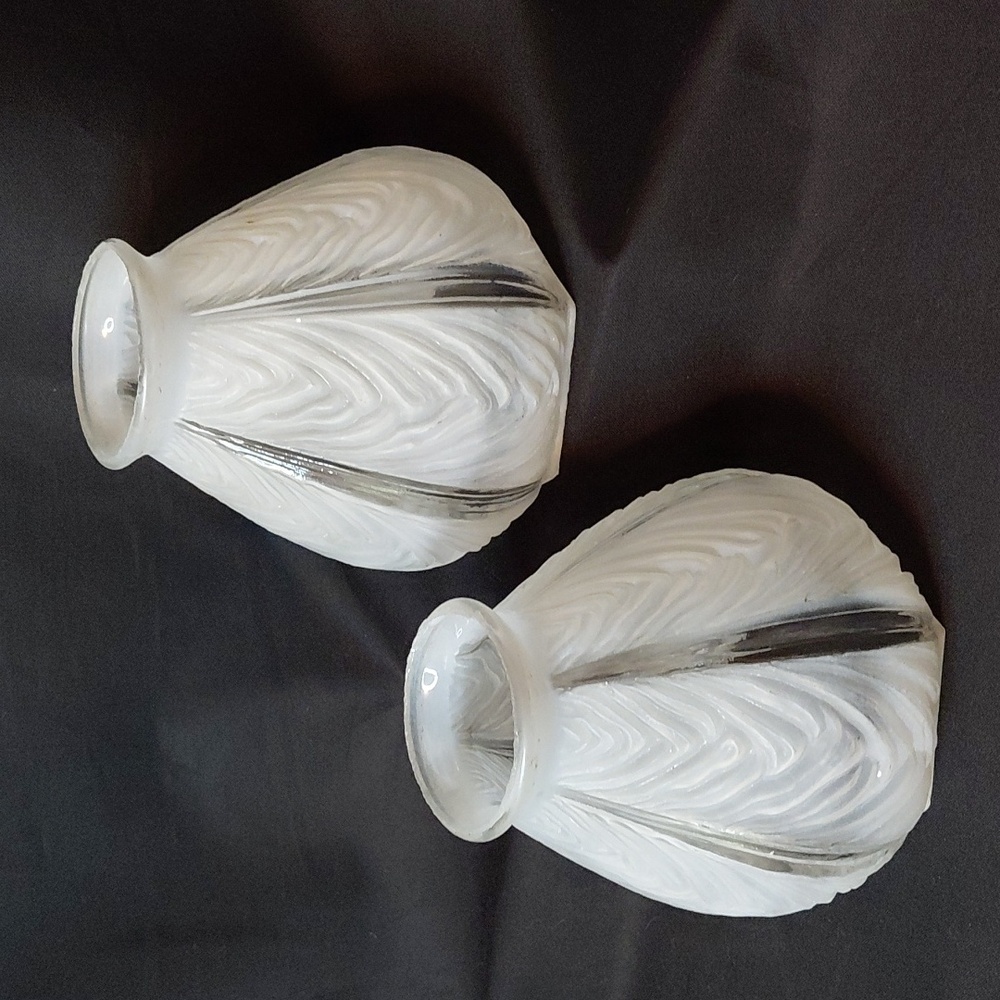 Pair Antique Art Deco Glass Shades